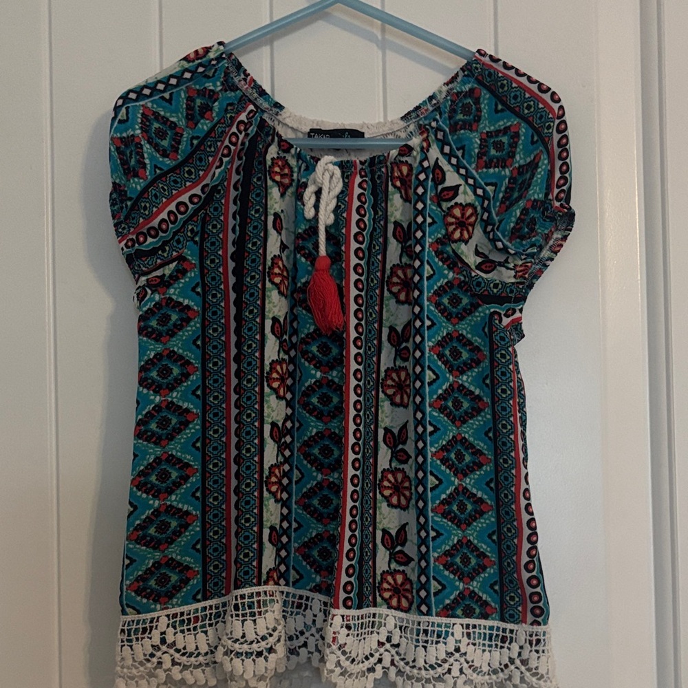 Takara Kids Bohemian Patterned Blouse - Blue, Red, White